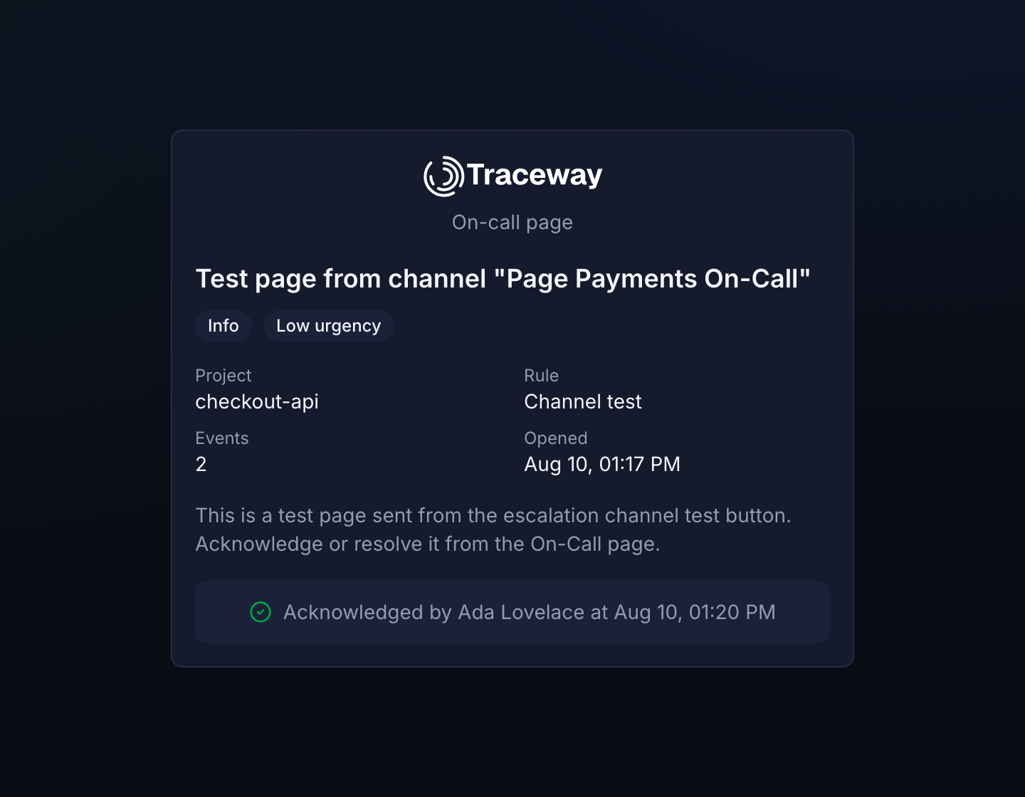 The no-login acknowledge page